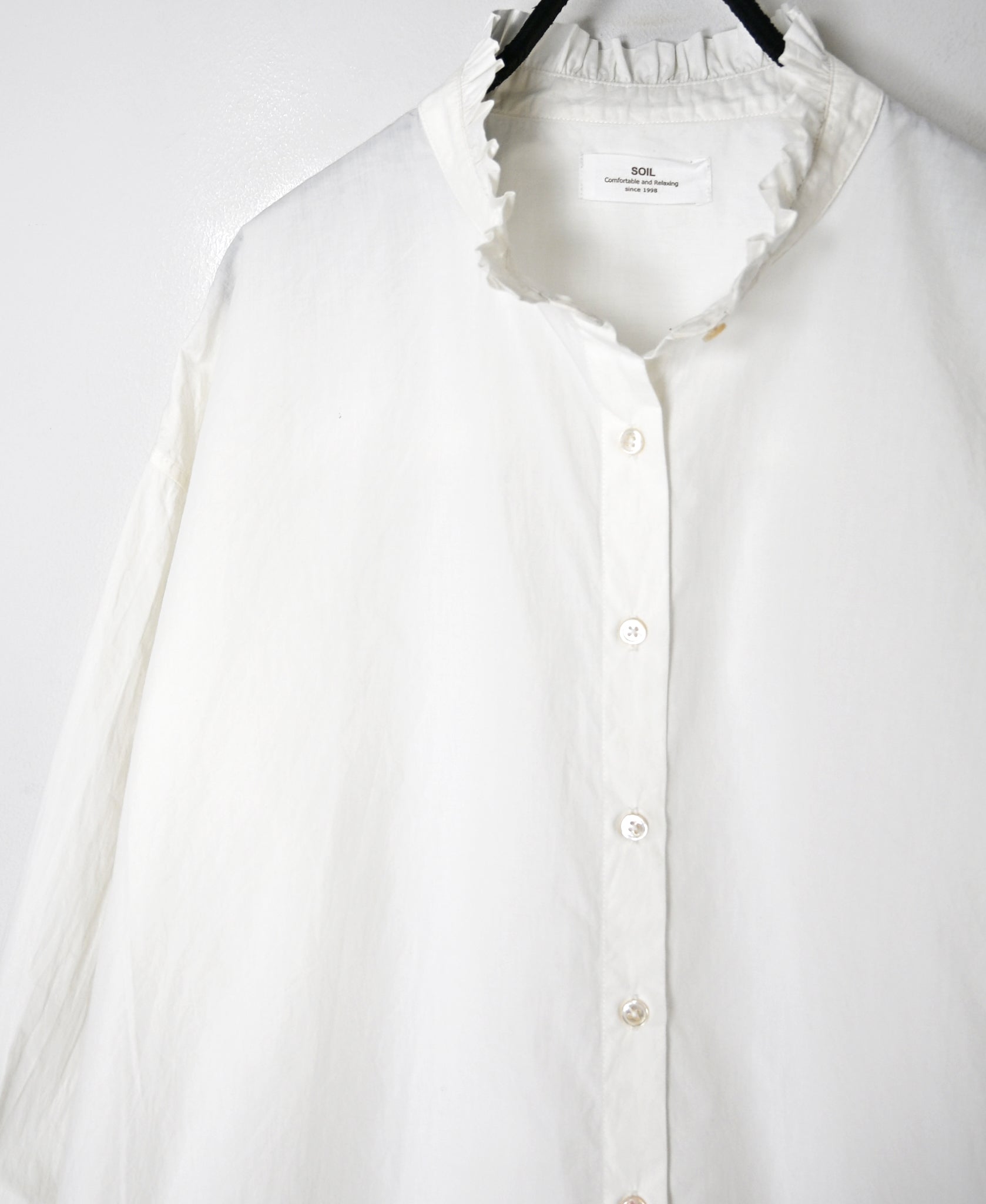 INSL26731 60s POPLIN PLAIN FRILL COLLAR SHIRTS