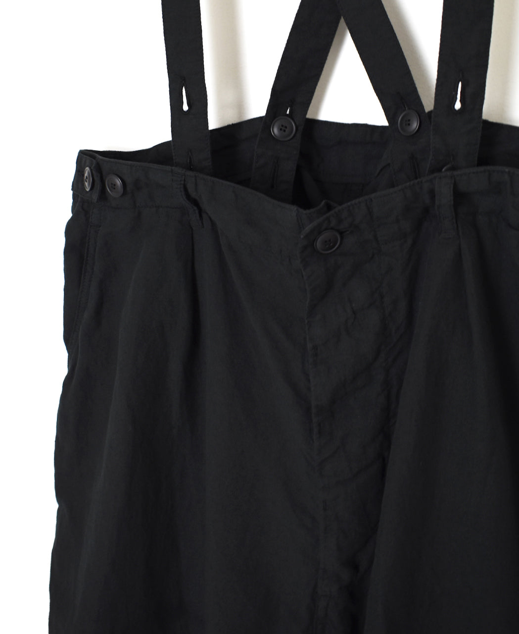 ISNAM2604D LINEN/COTTON PLAIN OVERDYE ADJUSTER TACK PANTS WITH SUSPENDERS