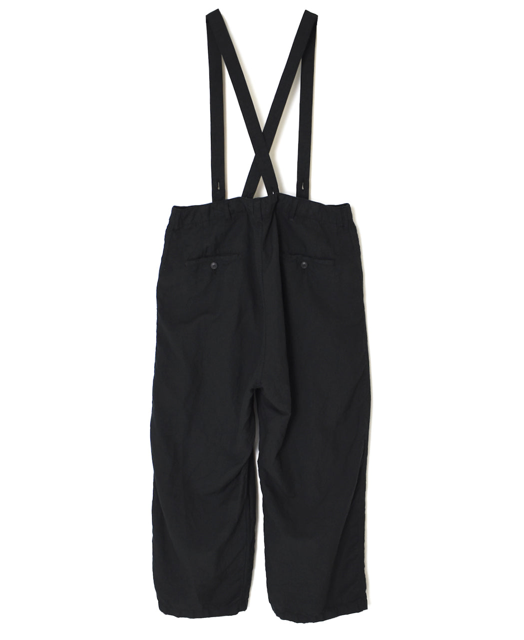 ISNAM2604D LINEN/COTTON PLAIN OVERDYE ADJUSTER TACK PANTS WITH SUSPENDERS