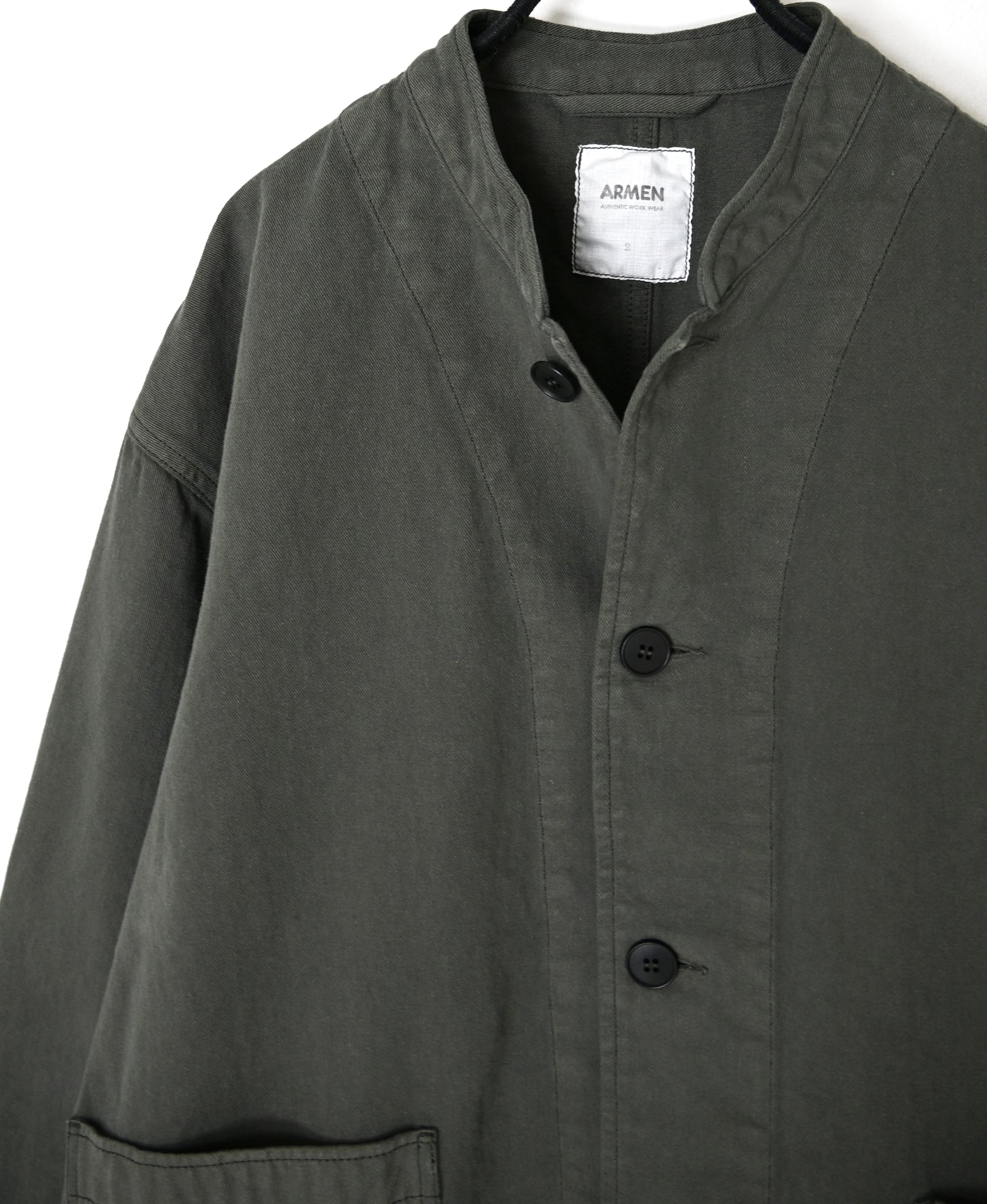 ISNAM2652CTD AUTOLOOM COTTON TWILL OVERDYE BANDED COLLAR JACKET