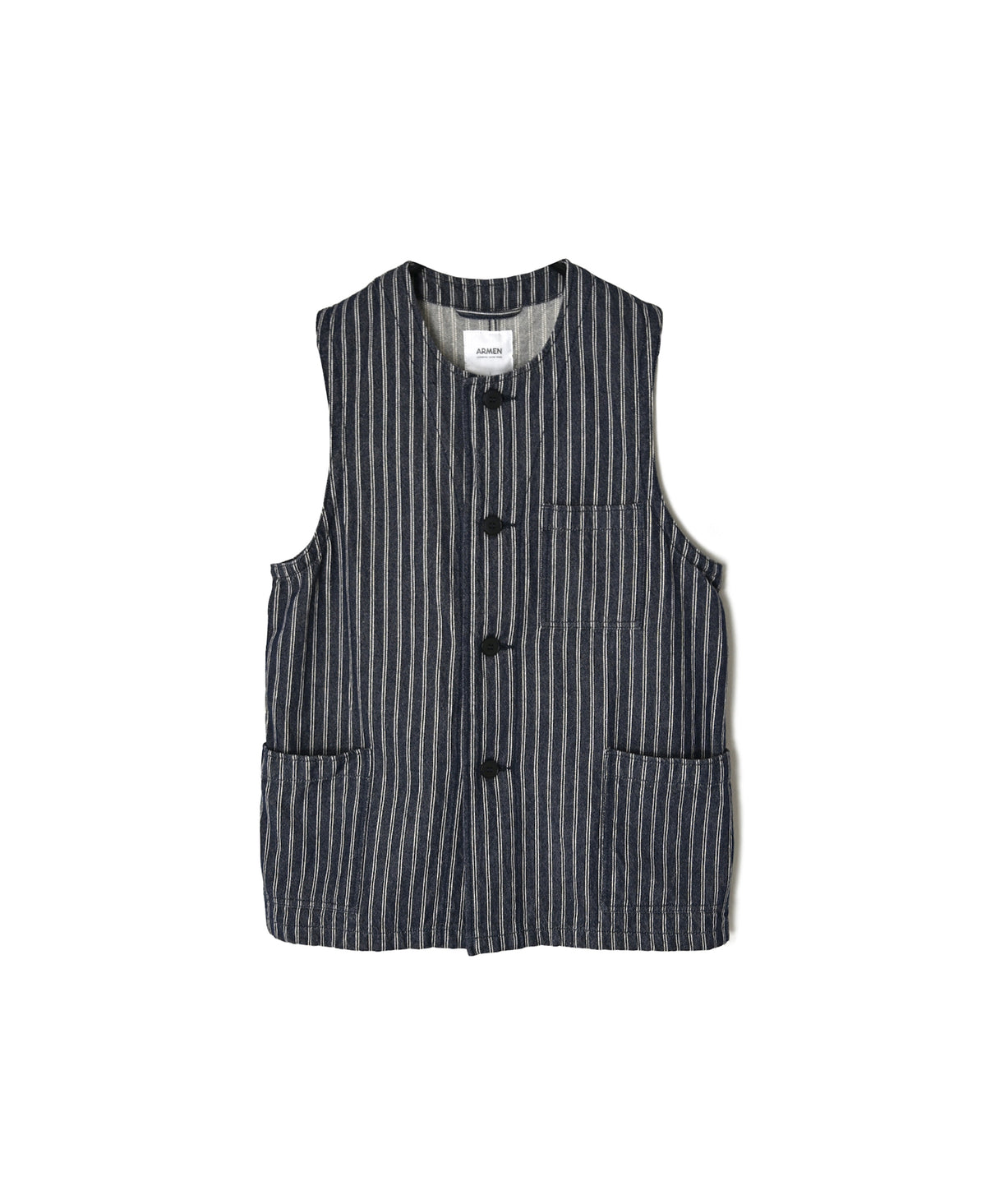 ISNAM2662W YARN DYED INDIGO 2STRIPE WASH VEST