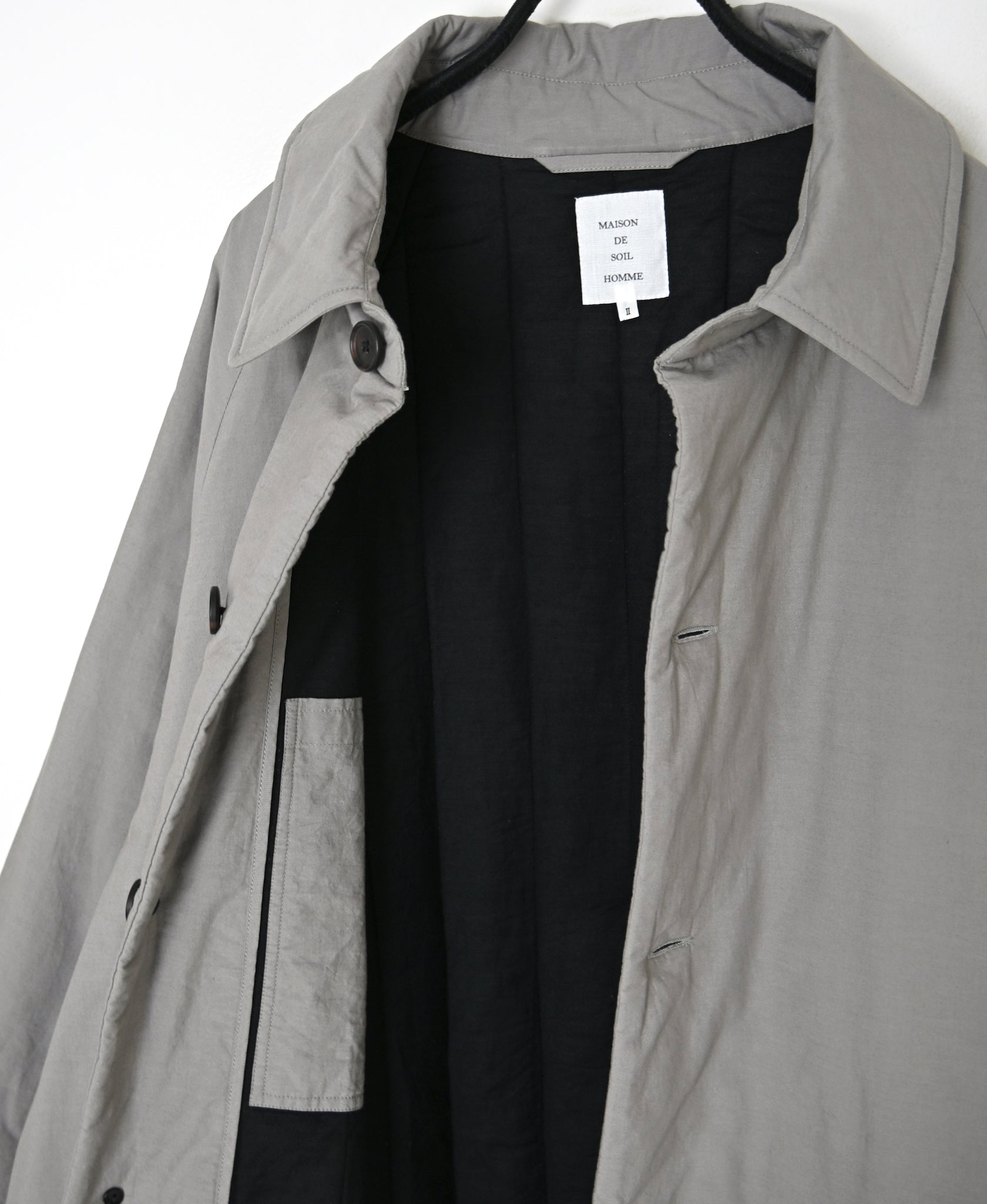 MDSH26521 PADDED 60s ORGANIC POPLIN PLAIN REGULAR COLLAR OVER HALF COAT
