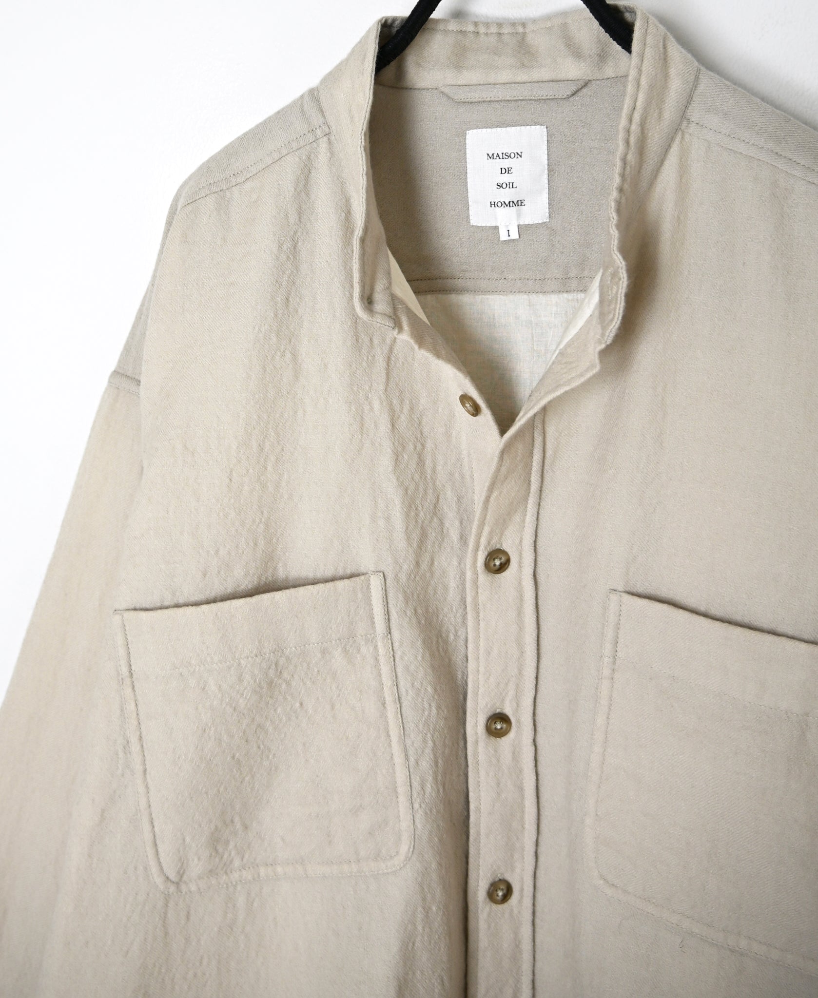 MDSH26531 BOILED WOOL PLAIN BANDED COLLAR JACKET