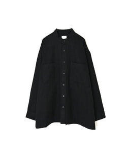 MDSH26531 BOILED WOOL PLAIN BANDED COLLAR JACKET