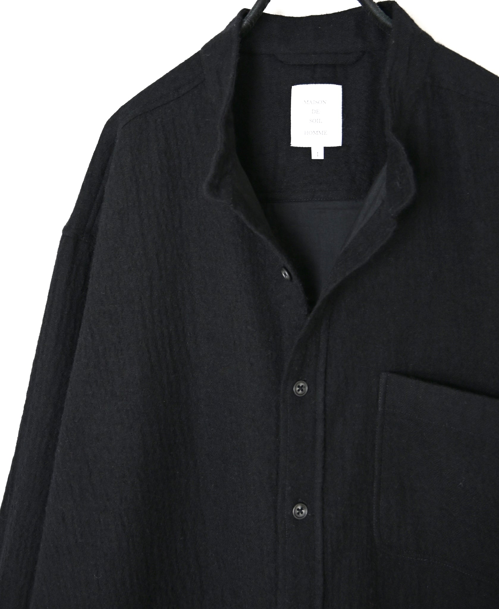MDSH26532 BOILED WOOL PLAIN BANDED COLLAR COAT