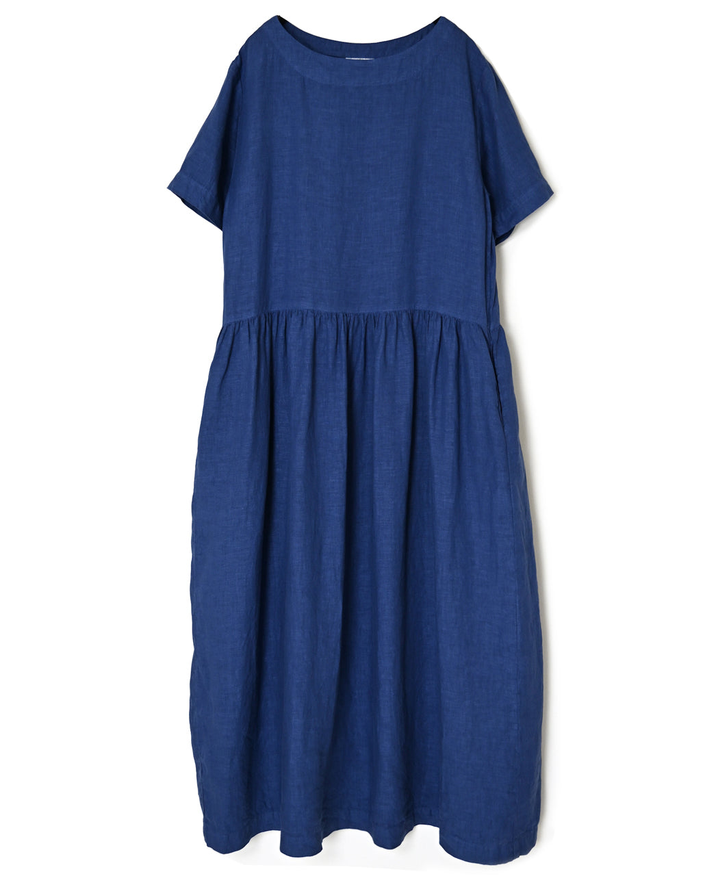 NAM1632LP LINEN PLAIN OVERDYE BOAT NECK S/SL ONE-PIECE