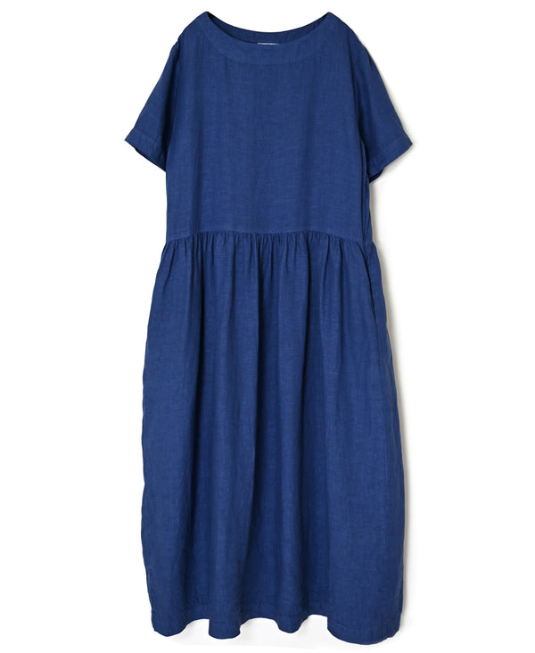 NAM1632LP LINEN PLAIN OVERDYE BOAT NECK S/SL ONE-PIECE – Narumi