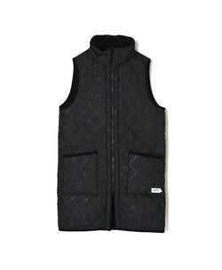 NAM2551 PLAIN POLYESTER×FLEECE HIGH NECK FULL DOUBLE ZIP-UP REVERSIBLE LONG VEST