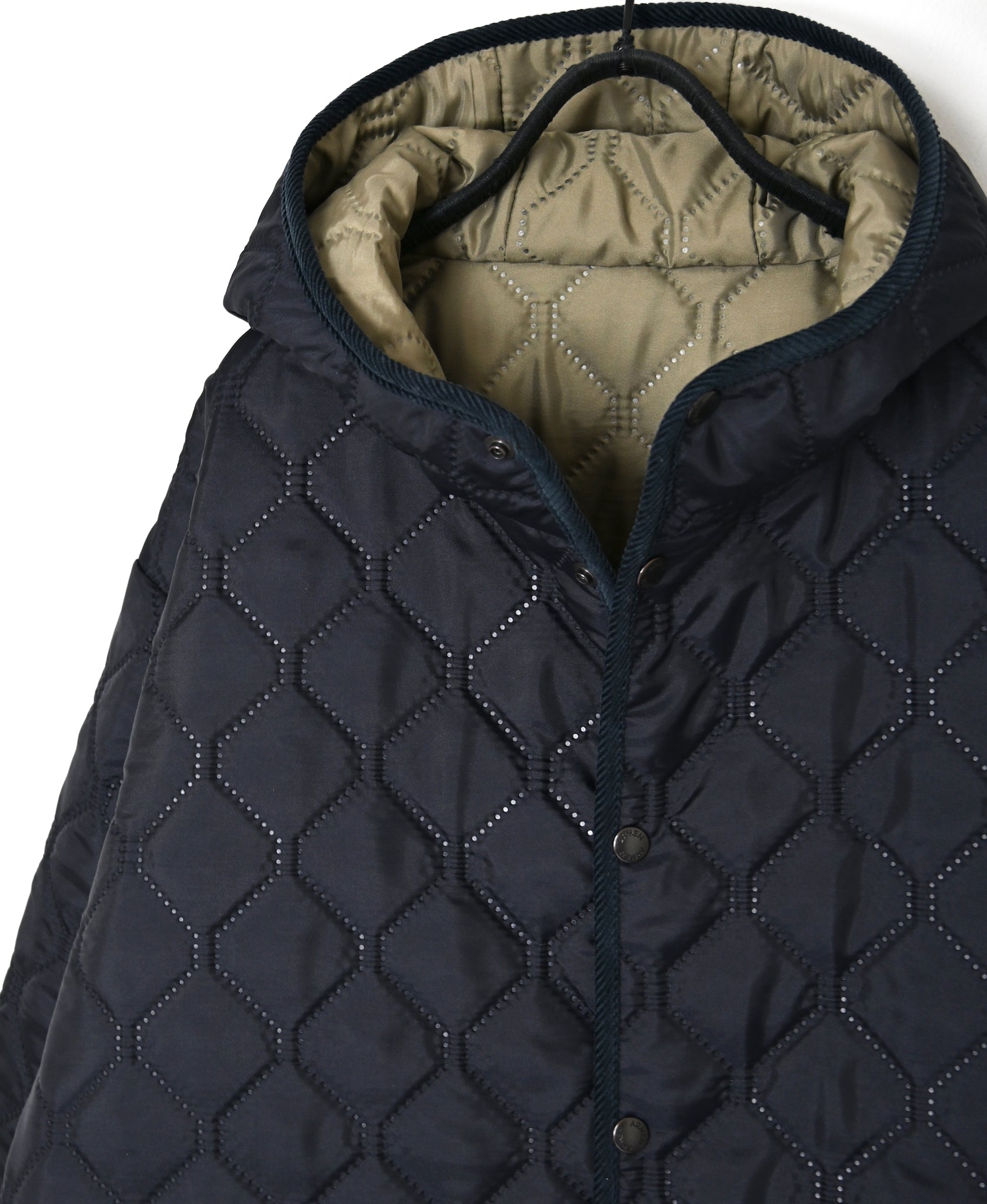 NAM2562PP PLAIN POLYESTER×PLAIN POLYESTER OVERSIZED MID-LENGTH HOODED COAT WITH RIBBED CUFF