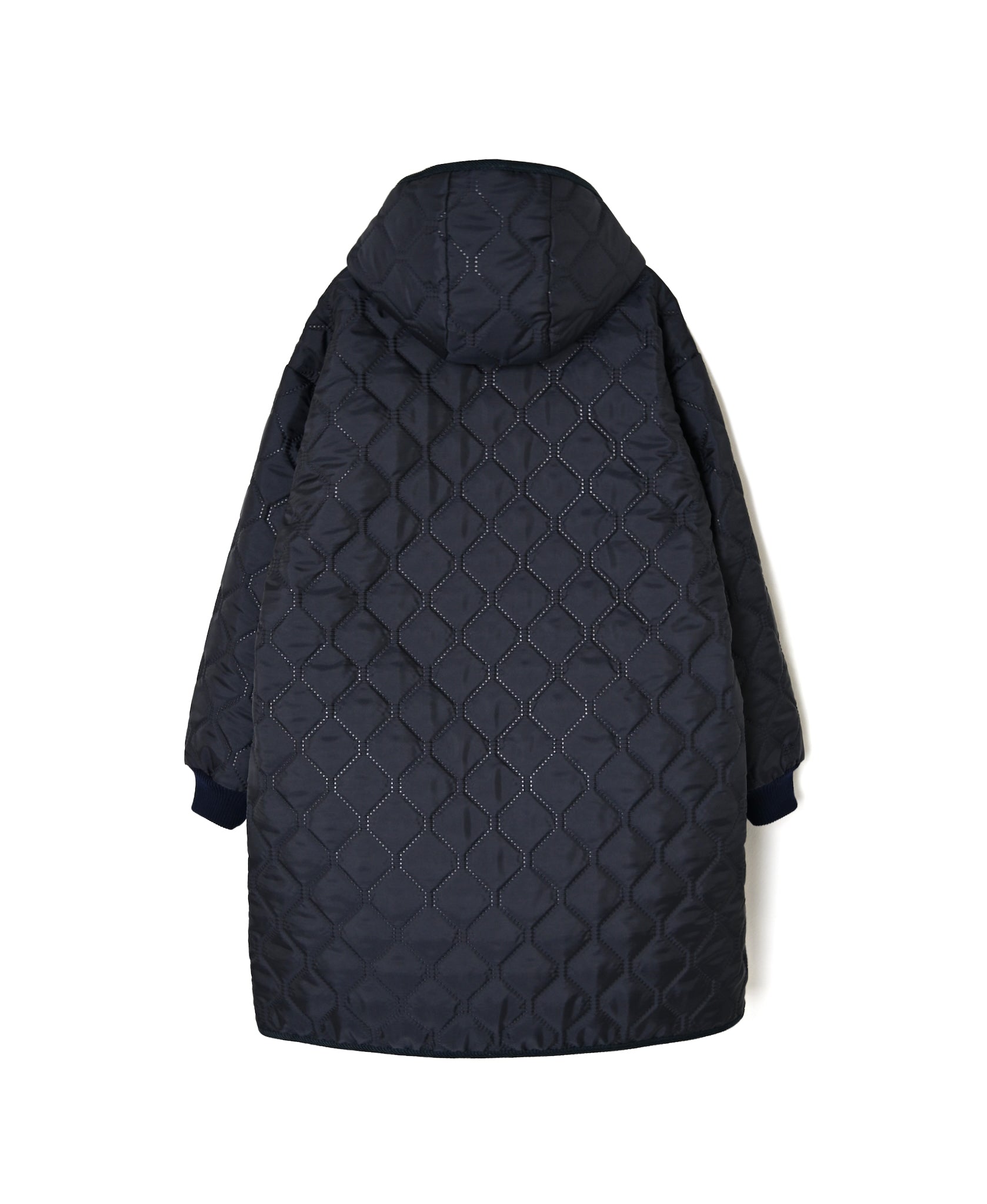 NAM2562PP PLAIN POLYESTER×PLAIN POLYESTER OVERSIZED MID-LENGTH HOODED COAT WITH RIBBED CUFF