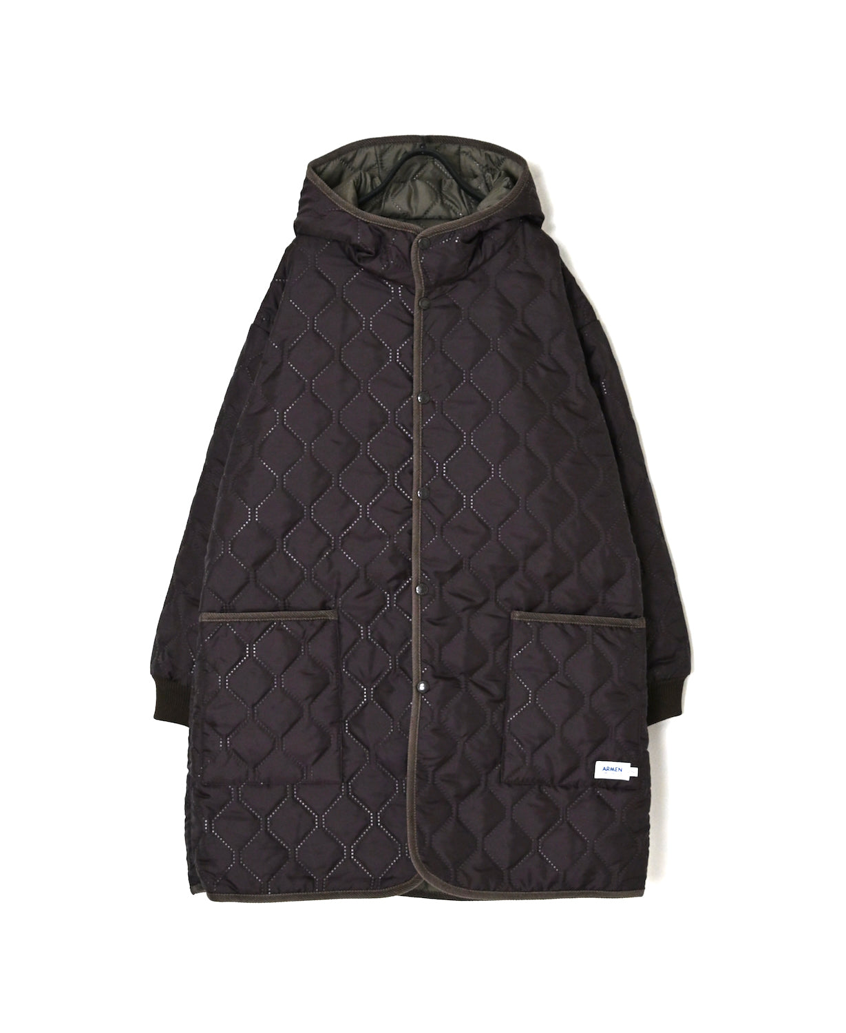 NAM2562PP PLAIN POLYESTER×PLAIN POLYESTER OVERSIZED MID-LENGTH HOODED COAT WITH RIBBED CUFF