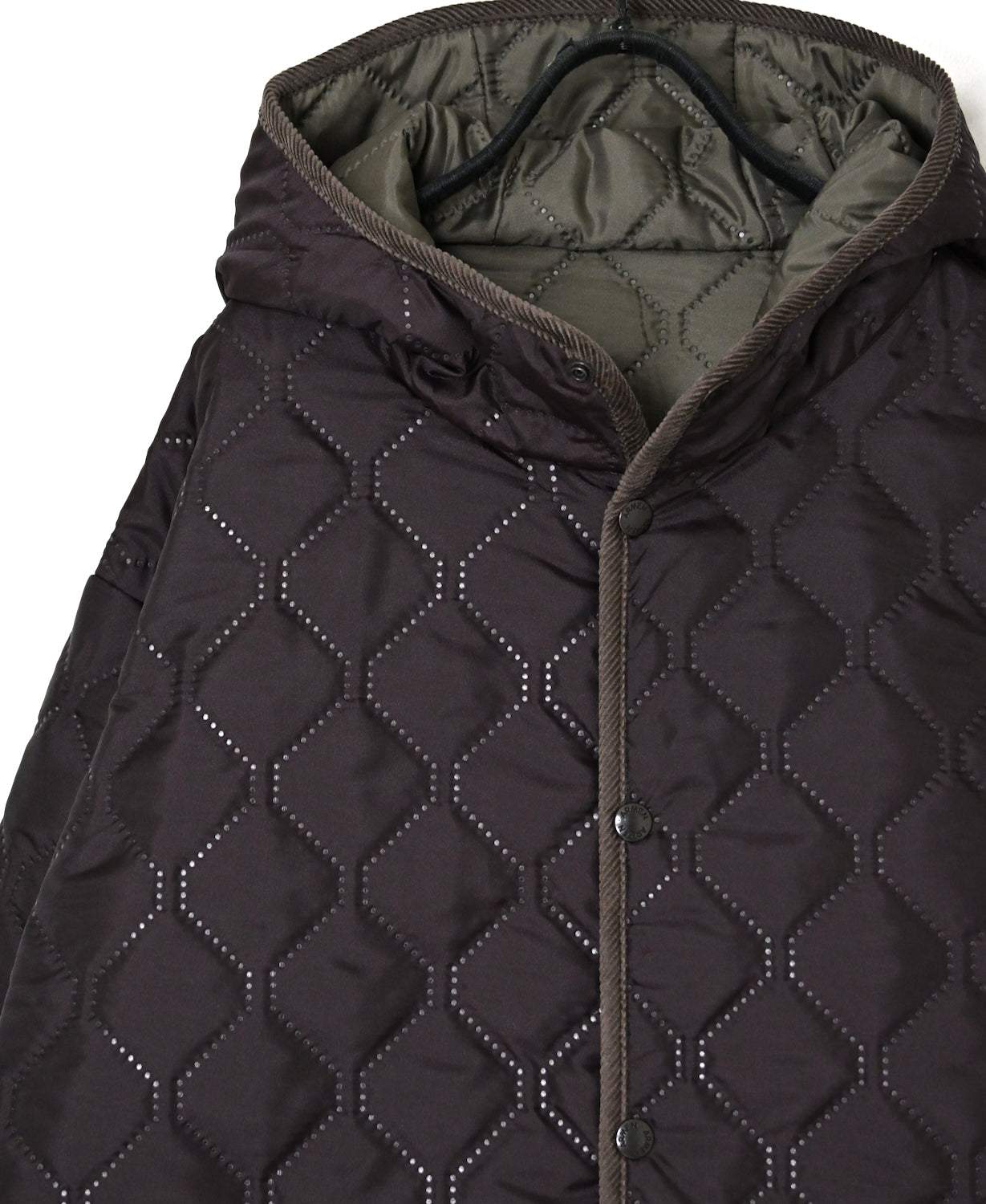 NAM2562PP PLAIN POLYESTER×PLAIN POLYESTER OVERSIZED MID-LENGTH HOODED COAT WITH RIBBED CUFF