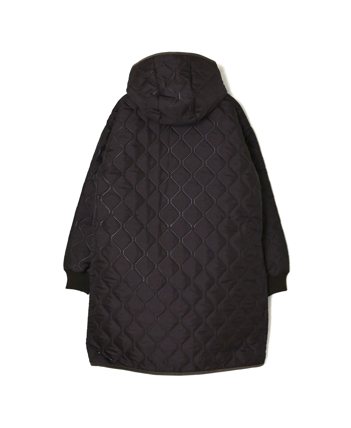 NAM2562PP PLAIN POLYESTER×PLAIN POLYESTER OVERSIZED MID-LENGTH HOODED COAT WITH RIBBED CUFF