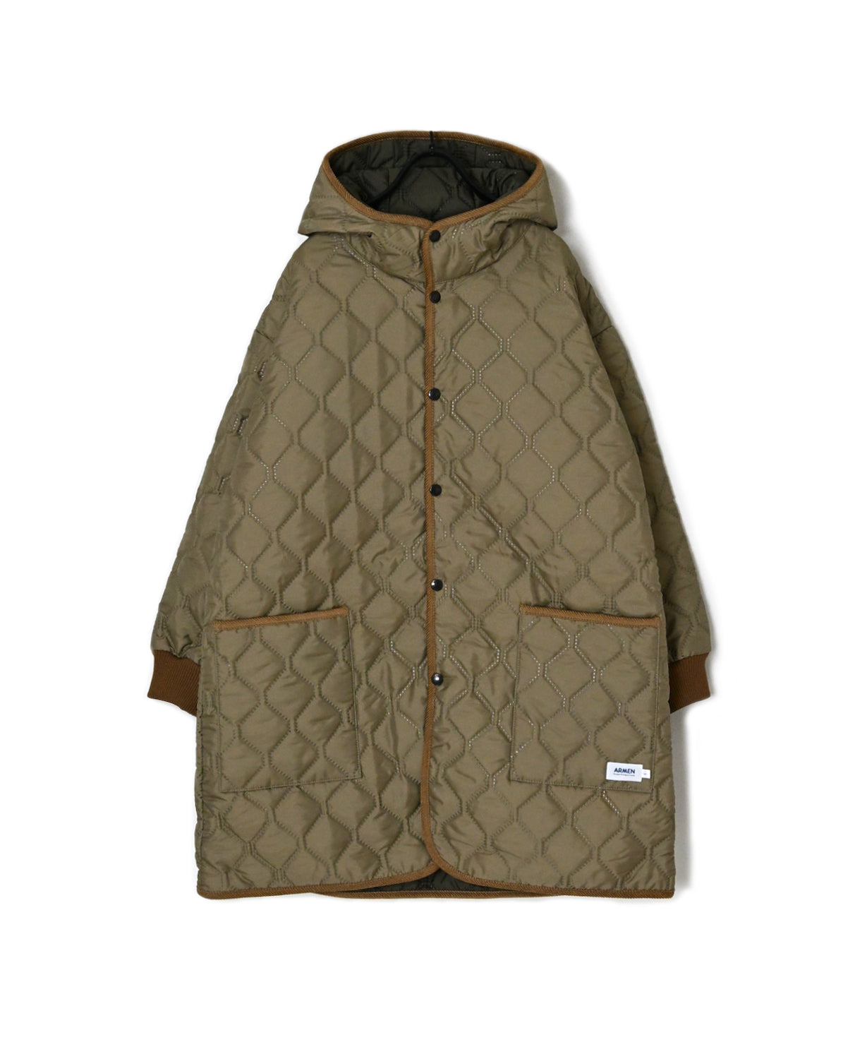 NAM2562PP PLAIN POLYESTER×PLAIN POLYESTER OVERSIZED MID-LENGTH HOODED COAT WITH RIBBED CUFF