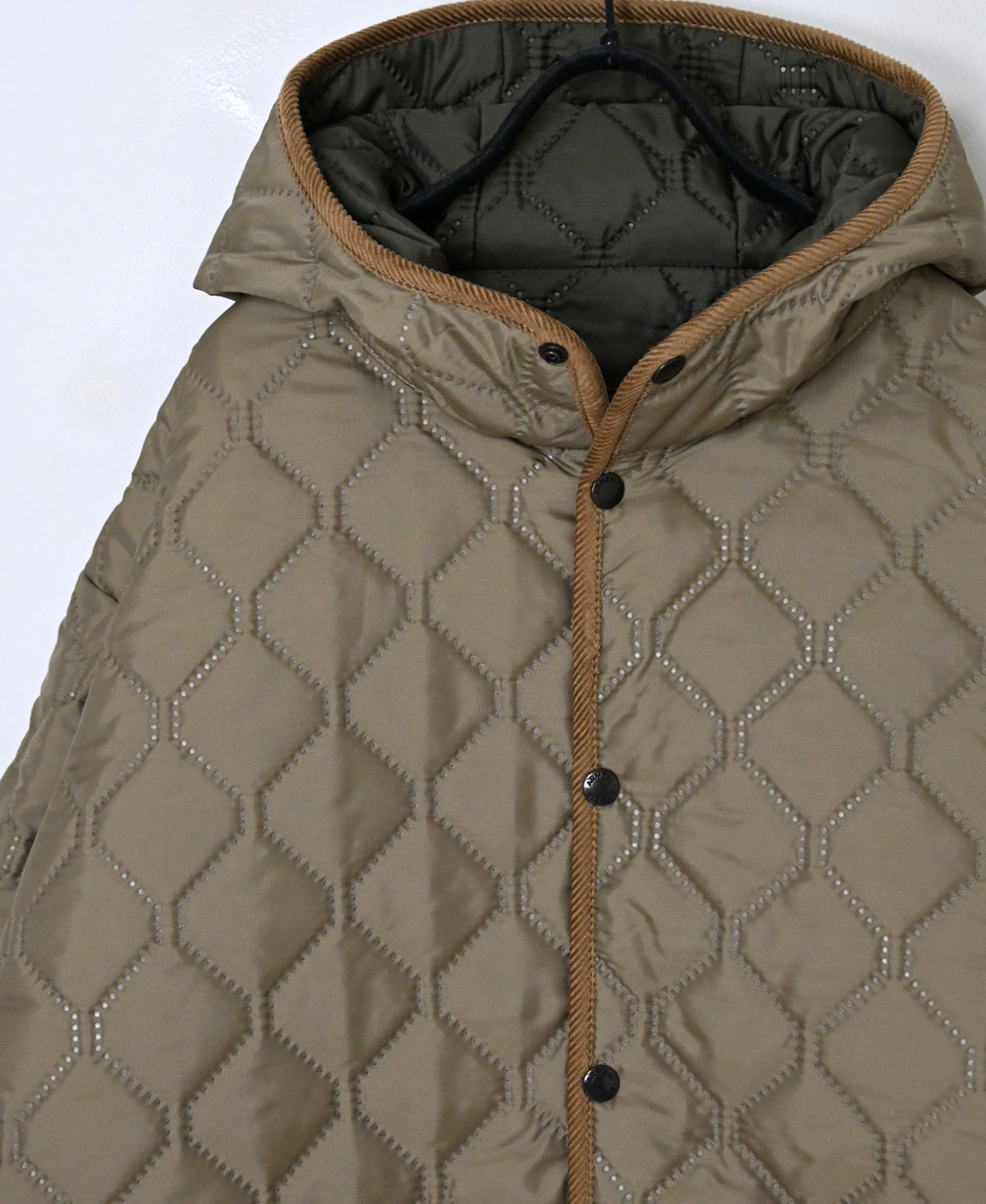 NAM2562PP PLAIN POLYESTER×PLAIN POLYESTER OVERSIZED MID-LENGTH HOODED COAT WITH RIBBED CUFF