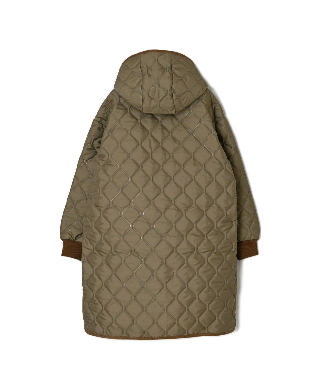 NAM2562PP PLAIN POLYESTER×PLAIN POLYESTER OVERSIZED MID-LENGTH HOODED COAT WITH RIBBED CUFF