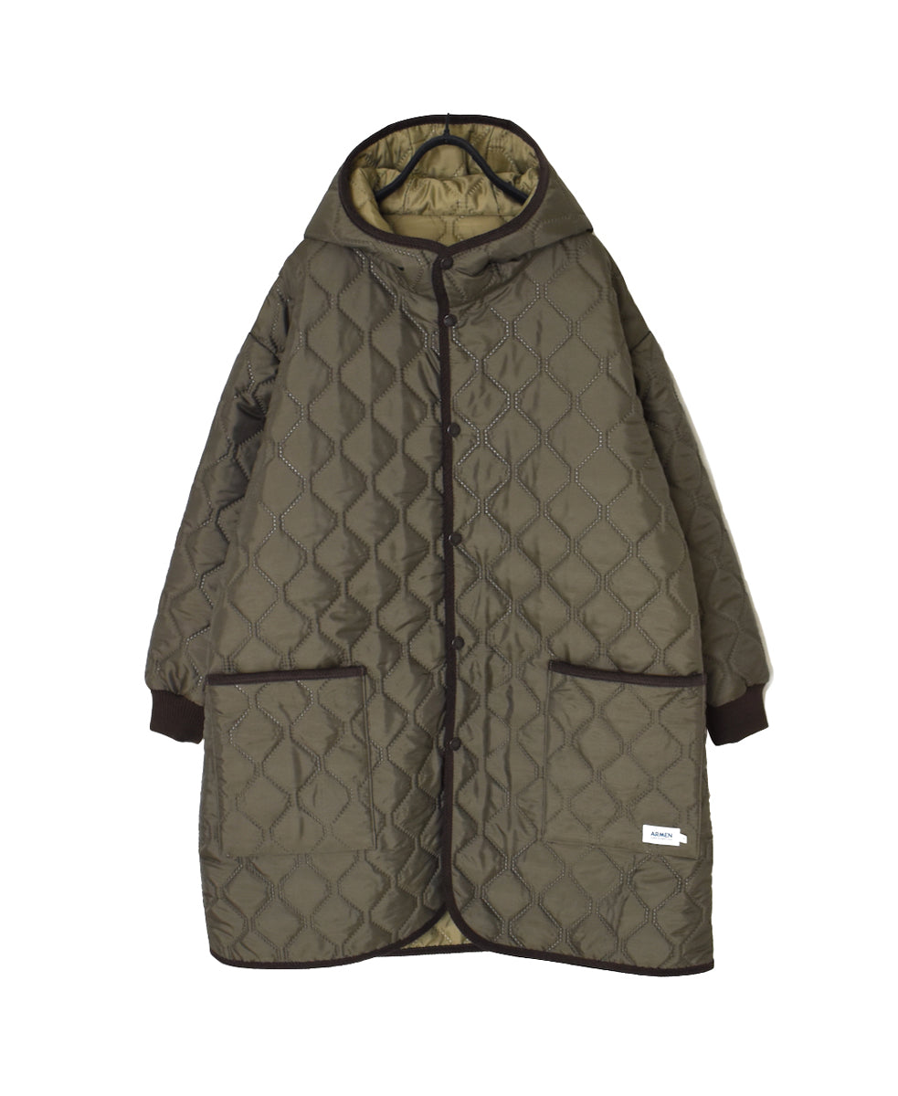 NAM2562PP PLAIN POLYESTER×PLAIN POLYESTER OVERSIZED MID-LENGTH HOODED COAT WITH RIBBED CUFF