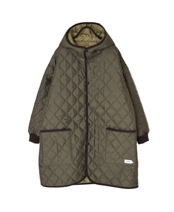 NAM2562PP PLAIN POLYESTER×PLAIN POLYESTER OVERSIZED MID-LENGTH HOODED COAT WITH RIBBED CUFF