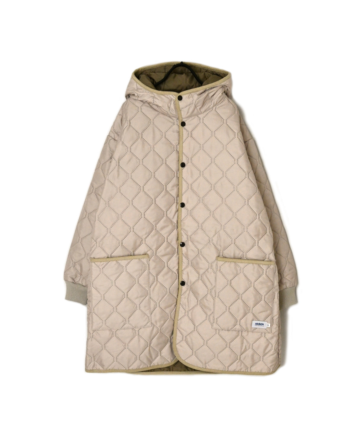 NAM2562PP PLAIN POLYESTER×PLAIN POLYESTER OVERSIZED MID-LENGTH HOODED COAT WITH RIBBED CUFF