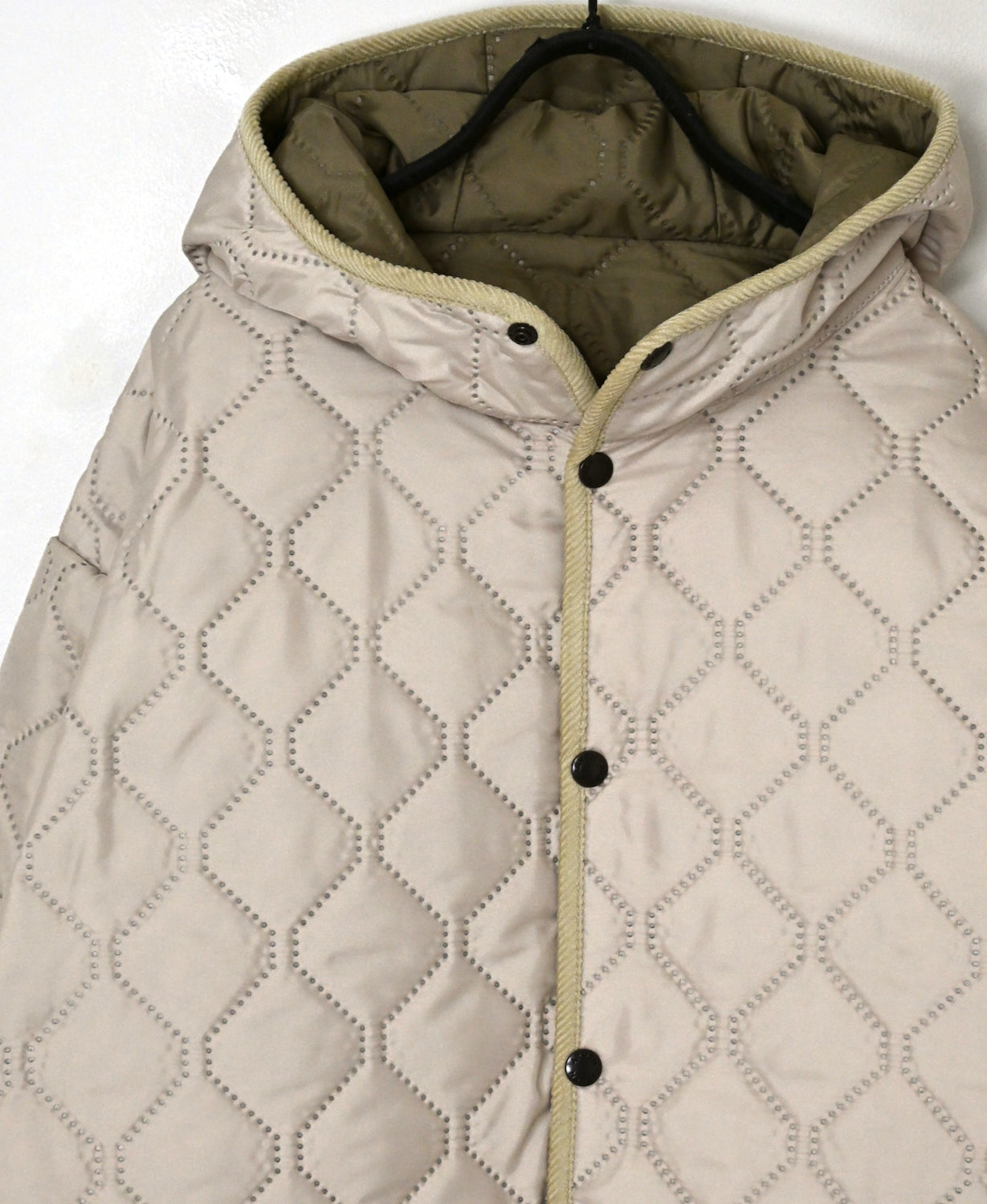 NAM2562PP PLAIN POLYESTER×PLAIN POLYESTER OVERSIZED MID-LENGTH HOODED COAT WITH RIBBED CUFF