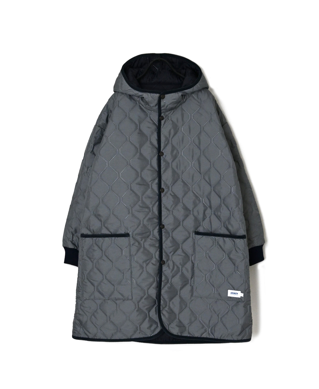 NAM2562PP PLAIN POLYESTER×PLAIN POLYESTER OVERSIZED MID-LENGTH HOODED COAT WITH RIBBED CUFF