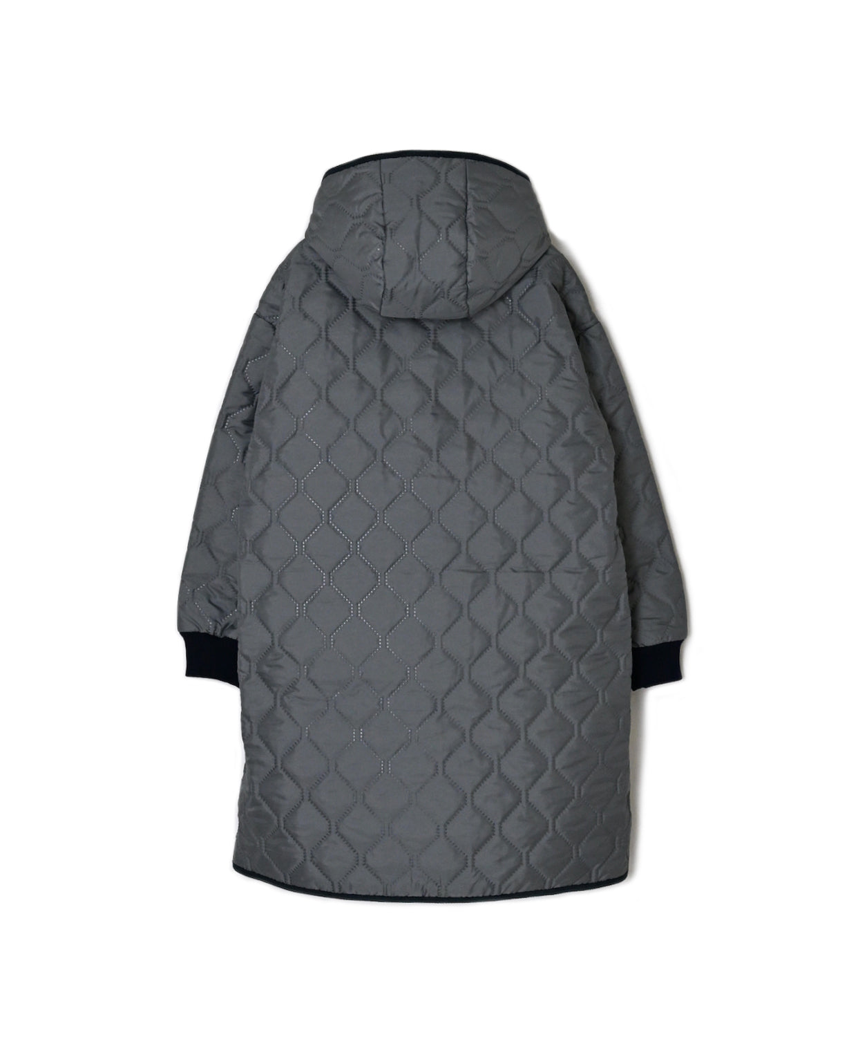 NAM2562PP PLAIN POLYESTER×PLAIN POLYESTER OVERSIZED MID-LENGTH HOODED COAT WITH RIBBED CUFF