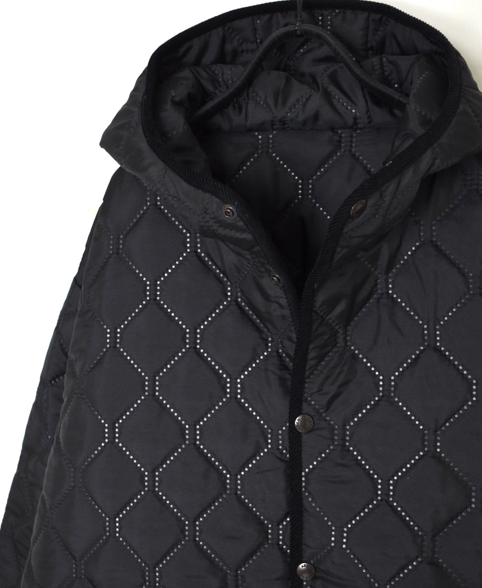 NAM2562PP PLAIN POLYESTER×PLAIN POLYESTER OVERSIZED MID-LENGTH HOODED COAT WITH RIBBED CUFF