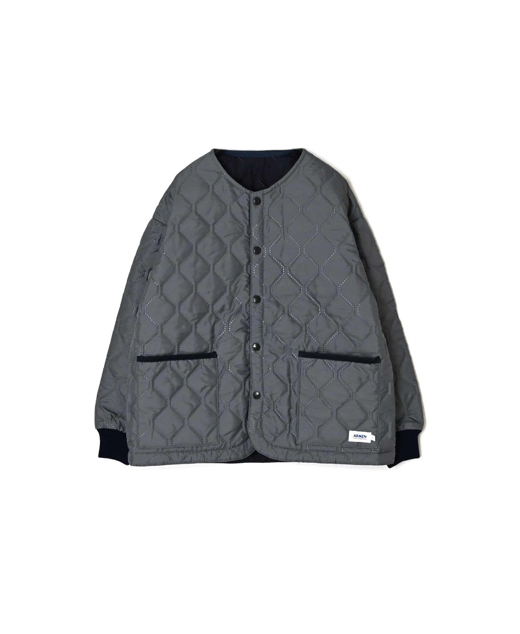 NAM2651PP POLYESTER × POLYESTER OVERSIZED NO COLLAR JACKET WITH RIBBED CUFF
