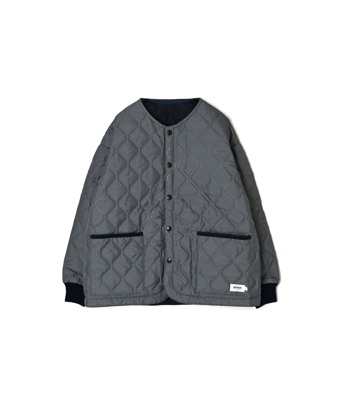 NAM2651PP POLYESTER × POLYESTER OVERSIZED NO COLLAR JACKET WITH RIBBED CUFF