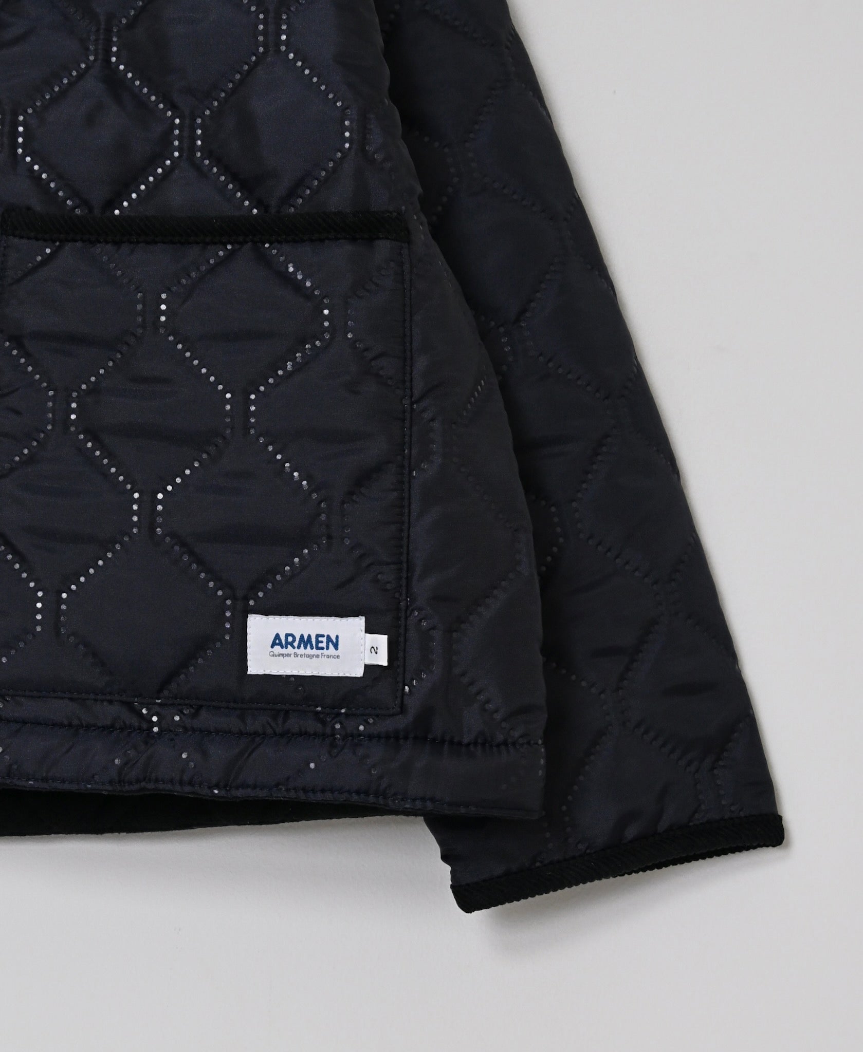 NAM2661 POLYESTER × FLEECE HEAT QUILT OVERSIZED STAND FALL COLLAR JACKET