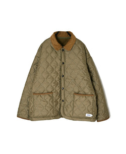 NAM2661 POLYESTER × FLEECE HEAT QUILT OVERSIZED STAND FALL COLLAR JACKET