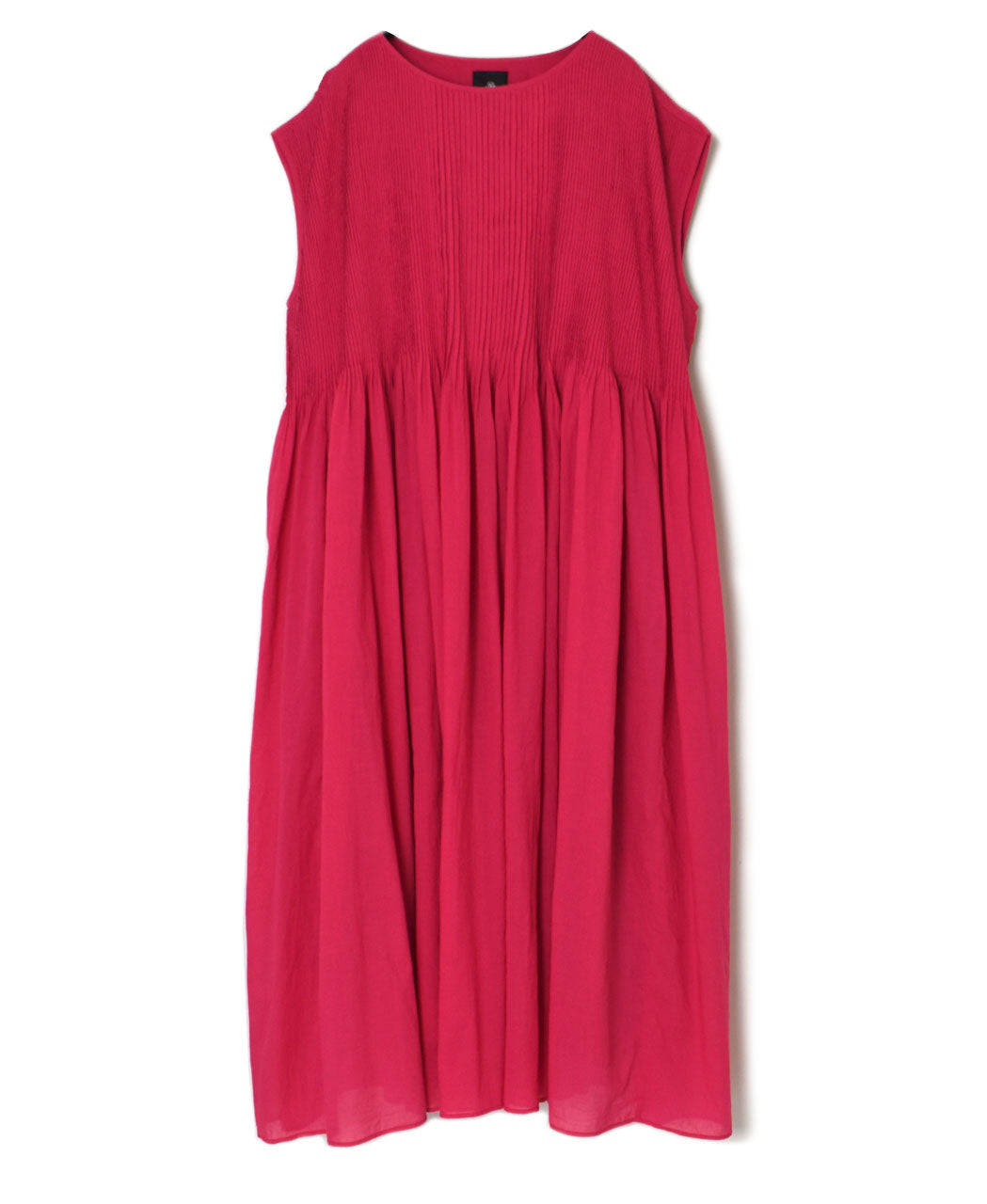 NMDS25312 80s ORGANIC COTTON VOILE PLAIN MINI PINTUCK F/SL DRESS WITH LINING