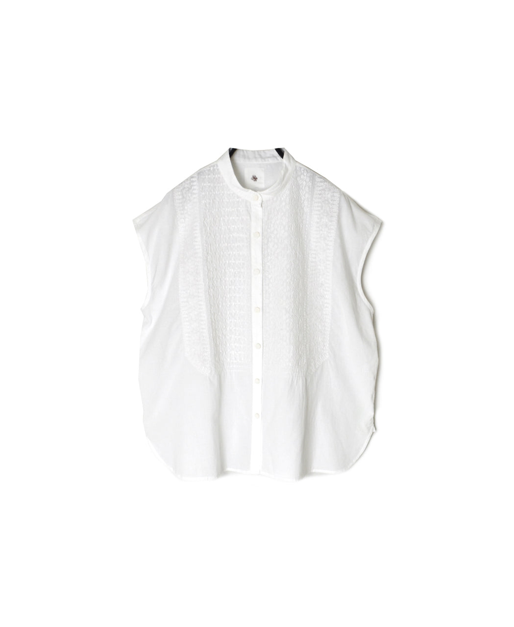 NMDS26224 60s ORGANIC CAMBRIC WITH EMB FRENCH/SLEEVE BANDED COLLAR EMB SHIRT