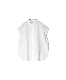 NMDS26224 60s ORGANIC CAMBRIC WITH EMB FRENCH/SLEEVE BANDED COLLAR EMB SHIRT