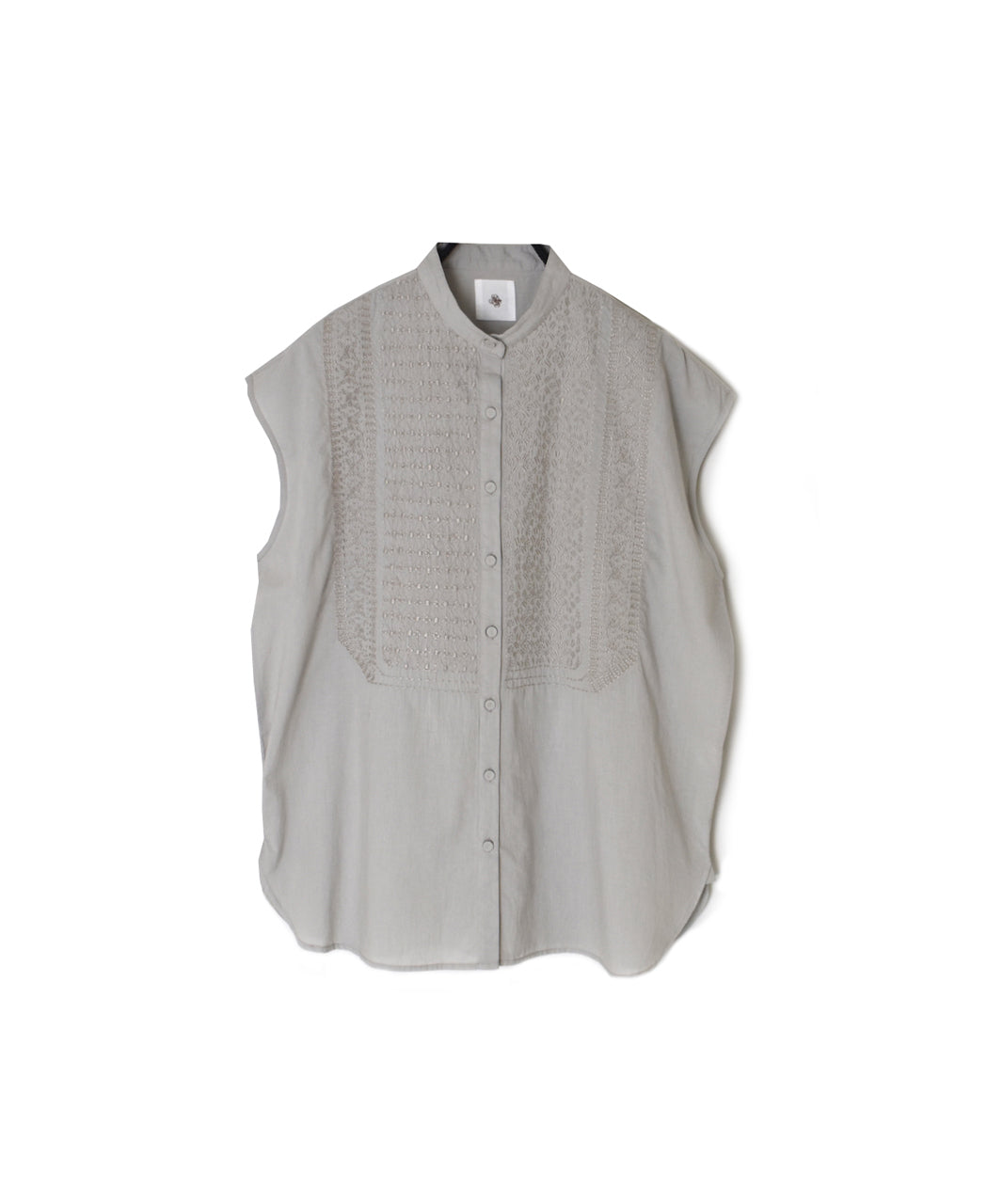 NMDS26224 60s ORGANIC CAMBRIC WITH EMB FRENCH/SLEEVE BANDED COLLAR EMB SHIRT