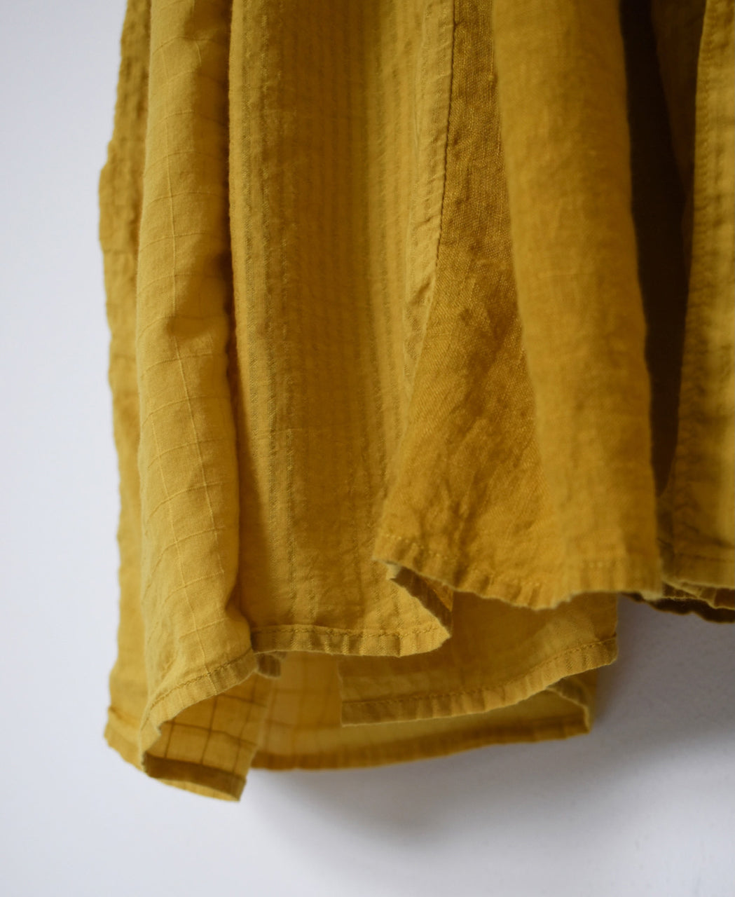 NMDS26264D ORGANIC COTTON/LINEN PATCHWORK OVERDYE BANDED F/SLEEVE SHIRT DRESS WITH MINI PINTUCK