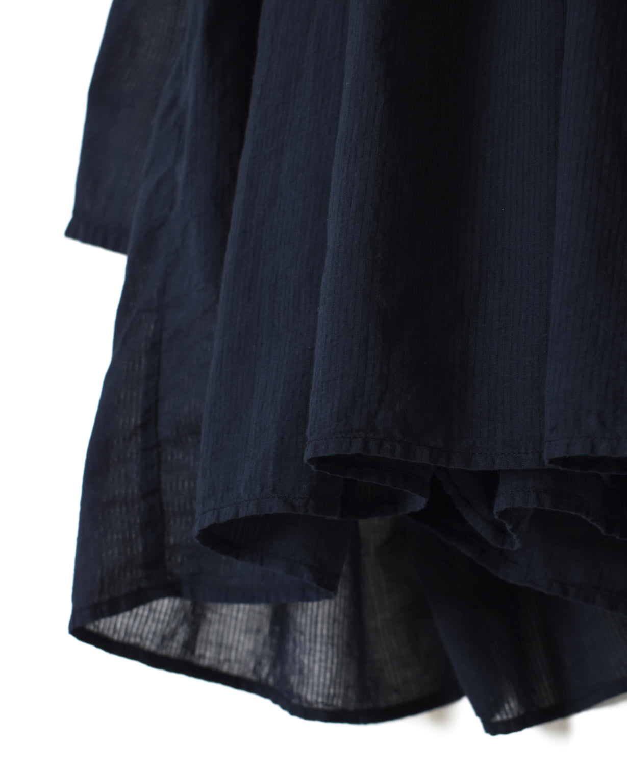 NMDS26511D 80s ORGANIC VOILE STRIPE (OVERDYE) CREW-NECK 3/4 SL SHIRT WITH MINI PINTUCK
