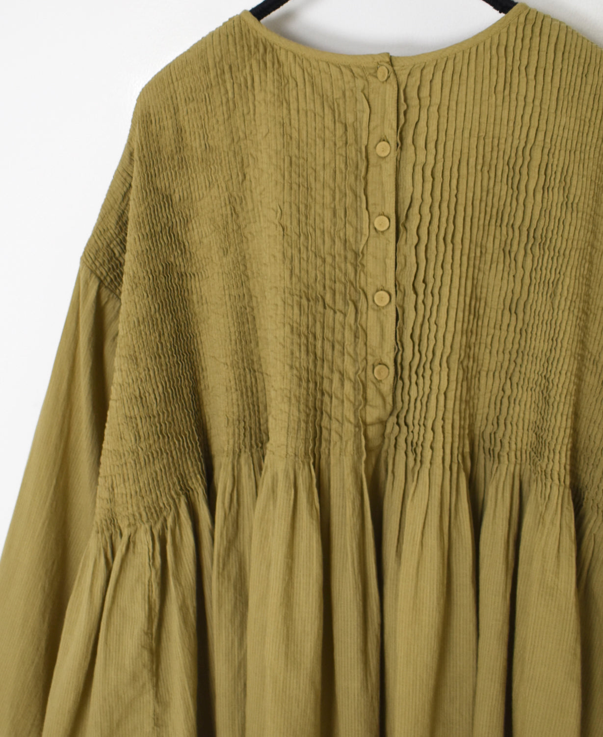NMDS26511D 80s ORGANIC VOILE STRIPE (OVERDYE) CREW-NECK 3/4 SL SHIRT WITH MINI PINTUCK
