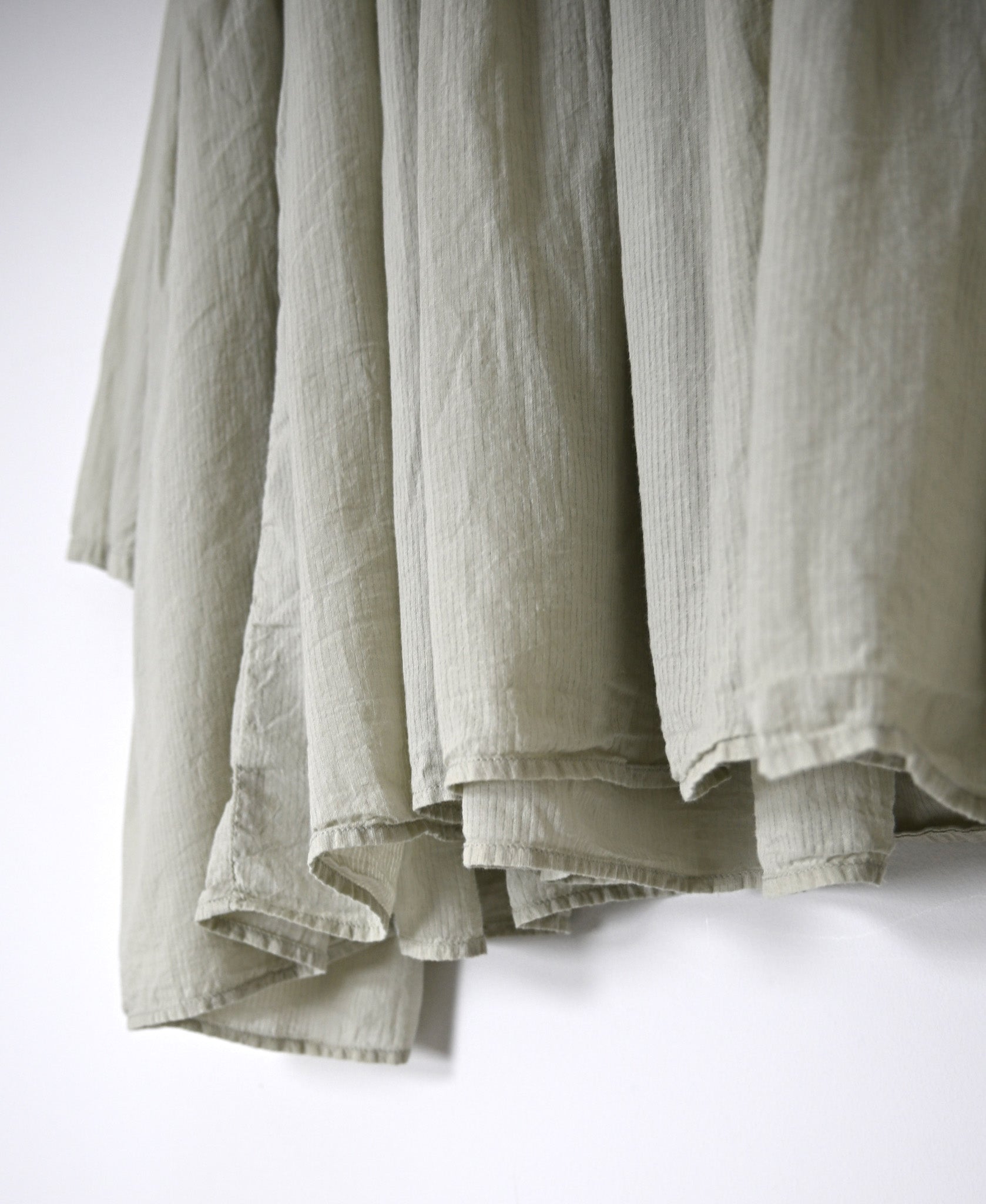 NMDS26511D 80s ORGANIC VOILE STRIPE (OVERDYE) CREW-NECK 3/4 SL SHIRT WITH MINI PINTUCK