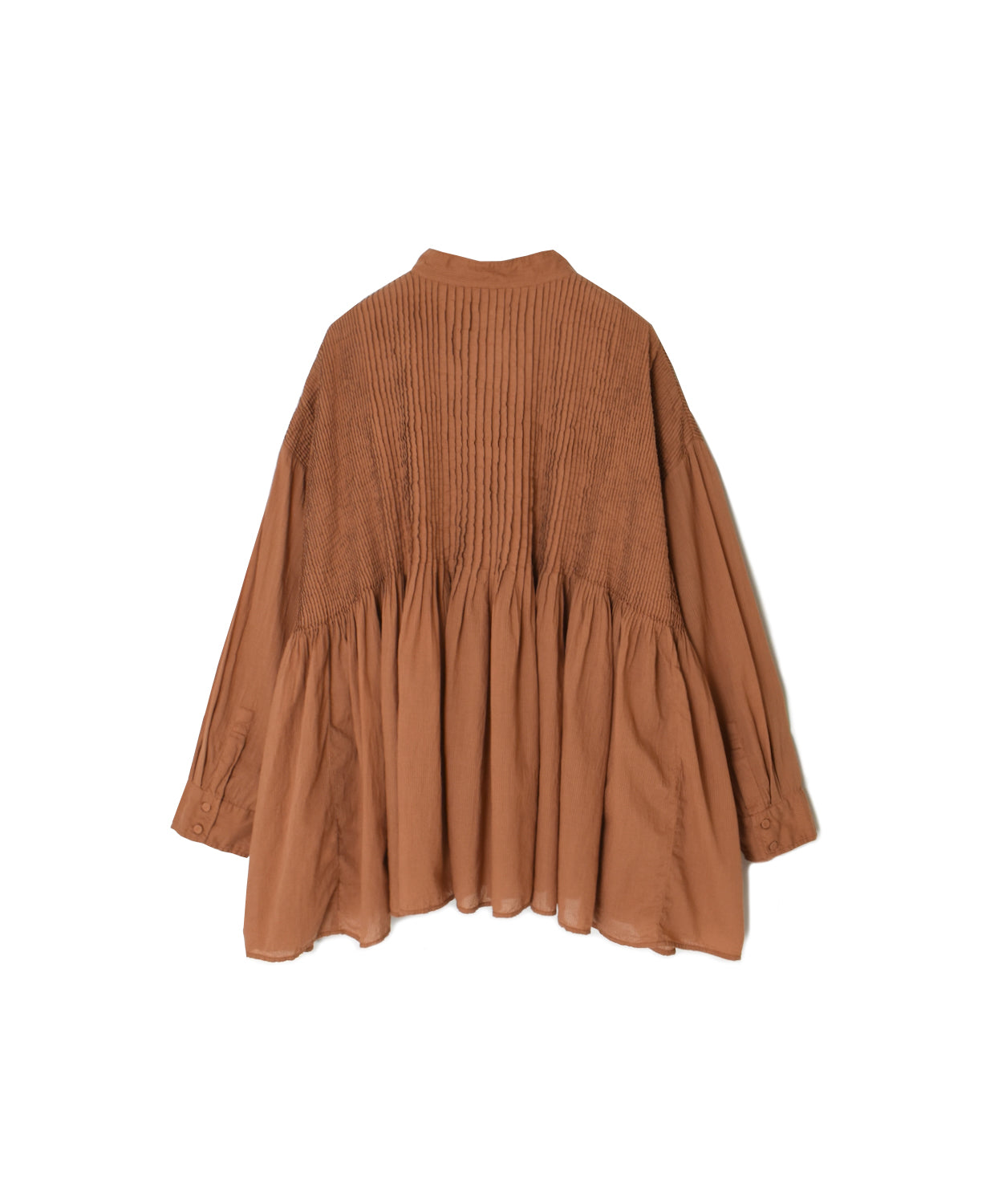 NMDS26512D 80s ORGANIC VOILE STRIPE (OVERDYE) MINI PINTUCK BANDED SHIRT