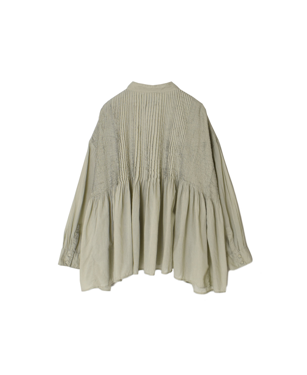 NMDS26512D 80s ORGANIC VOILE STRIPE (OVERDYE) MINI PINTUCK BANDED SHIRT