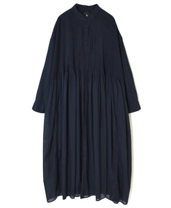 NMDS26514D 80s ORGANIC VOILE STRIPE (OVERDYE) BANDED SHIRT DRESS WITH MINI PINTUCK