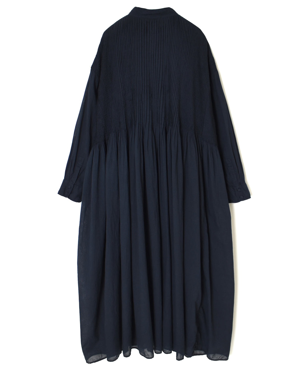 NMDS26514D 80s ORGANIC VOILE STRIPE (OVERDYE) BANDED SHIRT DRESS WITH MINI PINTUCK