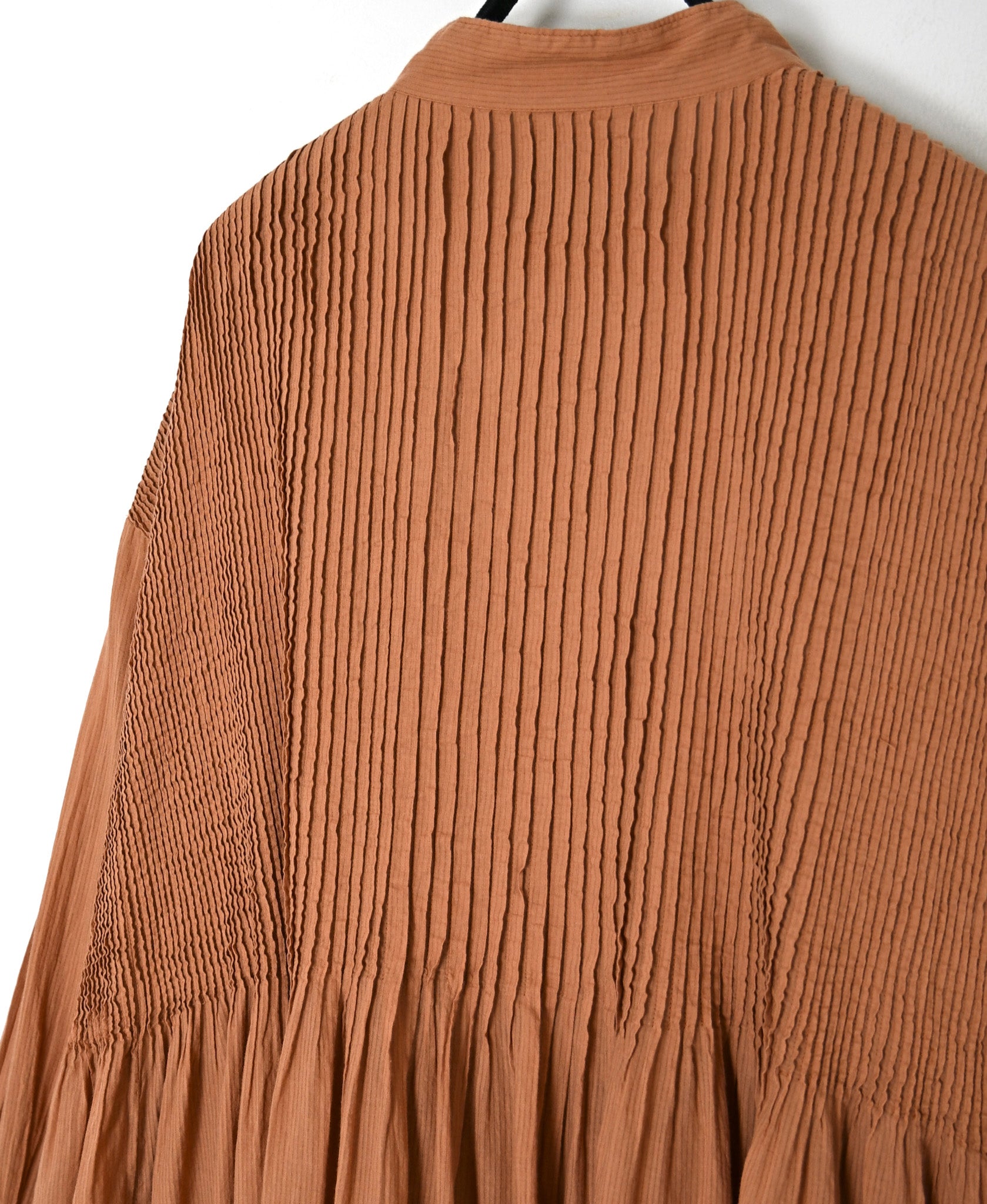 NMDS26514D 80s ORGANIC VOILE STRIPE (OVERDYE) BANDED SHIRT DRESS WITH MINI PINTUCK