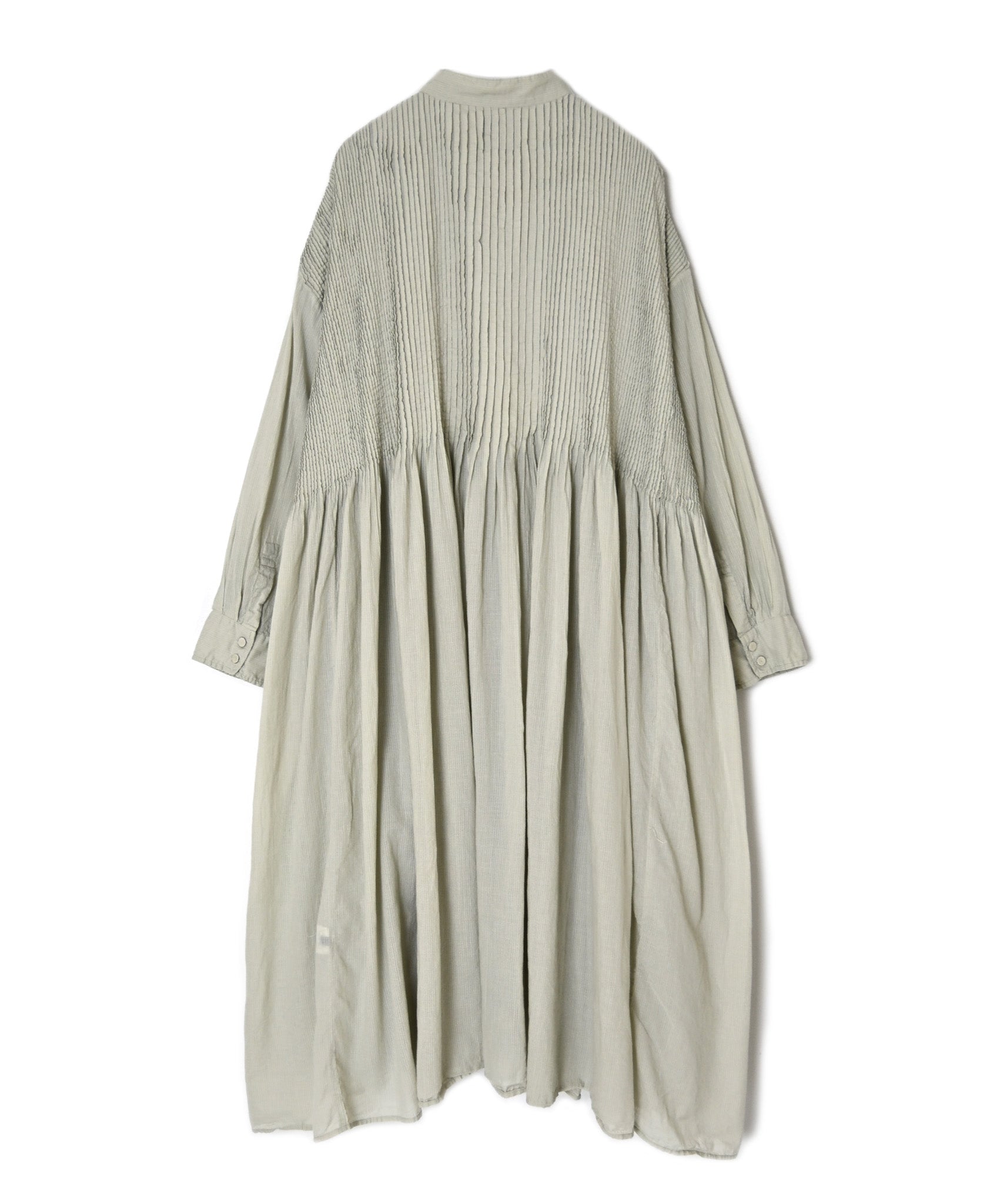 NMDS26514D 80s ORGANIC VOILE STRIPE (OVERDYE) BANDED SHIRT DRESS WITH MINI PINTUCK