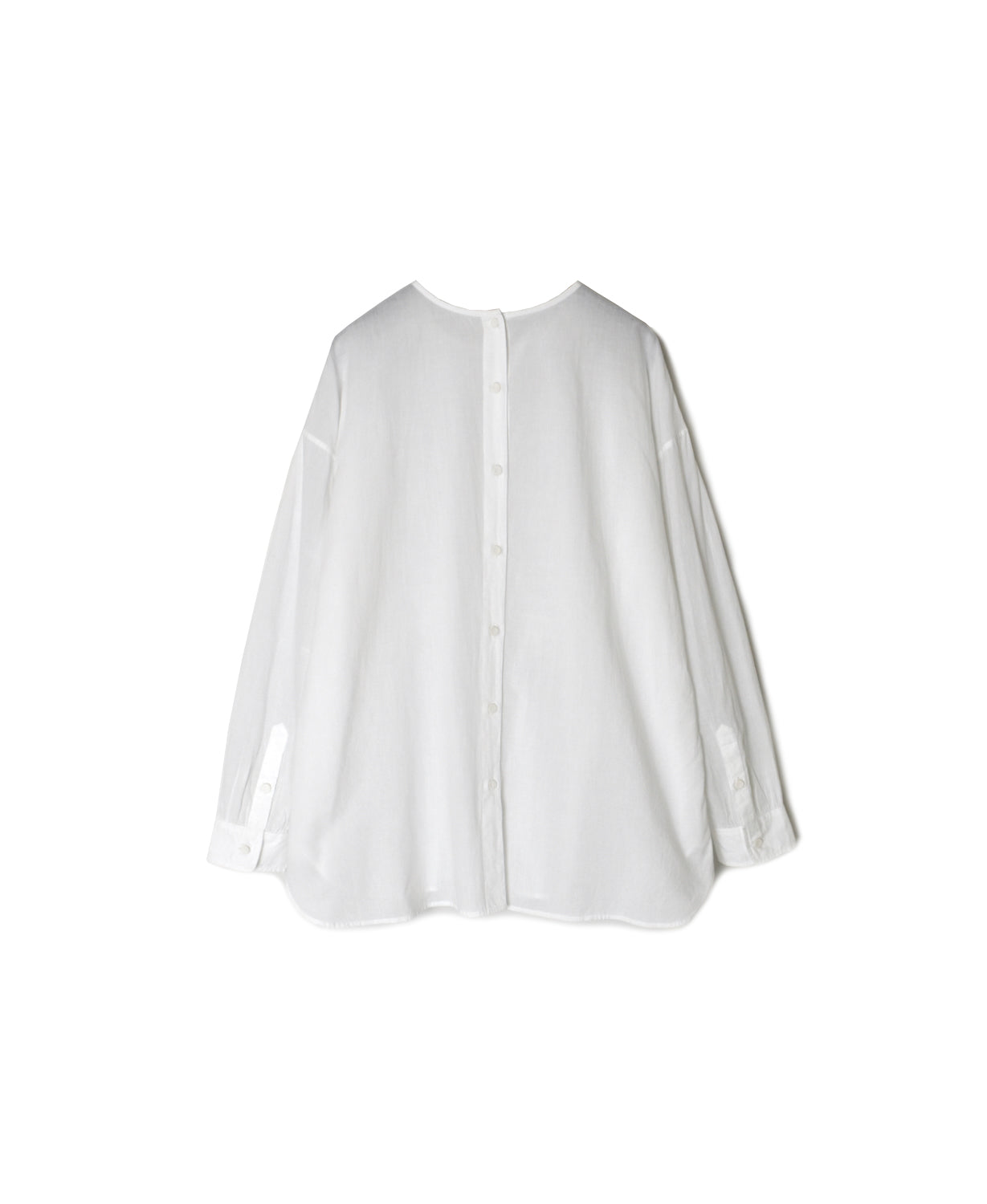 NMDS26522 60s ORGANIC CAMBRIC WITH EMB BACK OPENING CREW NECK PINTUCK & EMB SHIRT