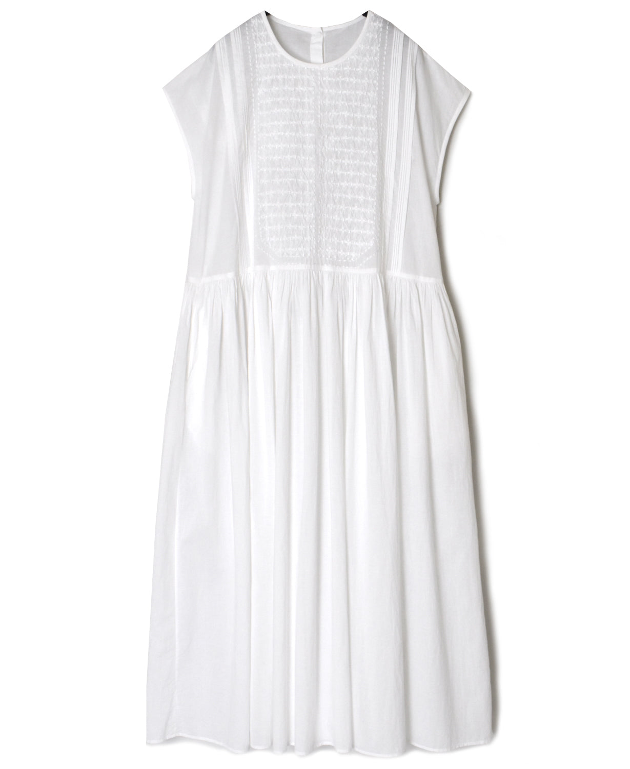 NMDS26523 60s ORGANIC CAMBRIC WITH EMB FRENCH/SL BACK OPENING DRESS