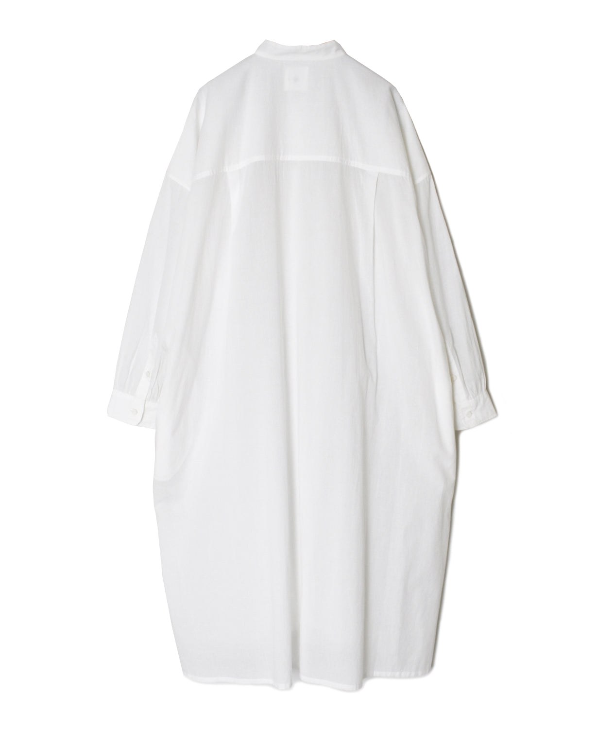 NMDS26524 60s ORGANIC CAMBRIC WITH EMB BANDED COLLAR MAXI SHIRT