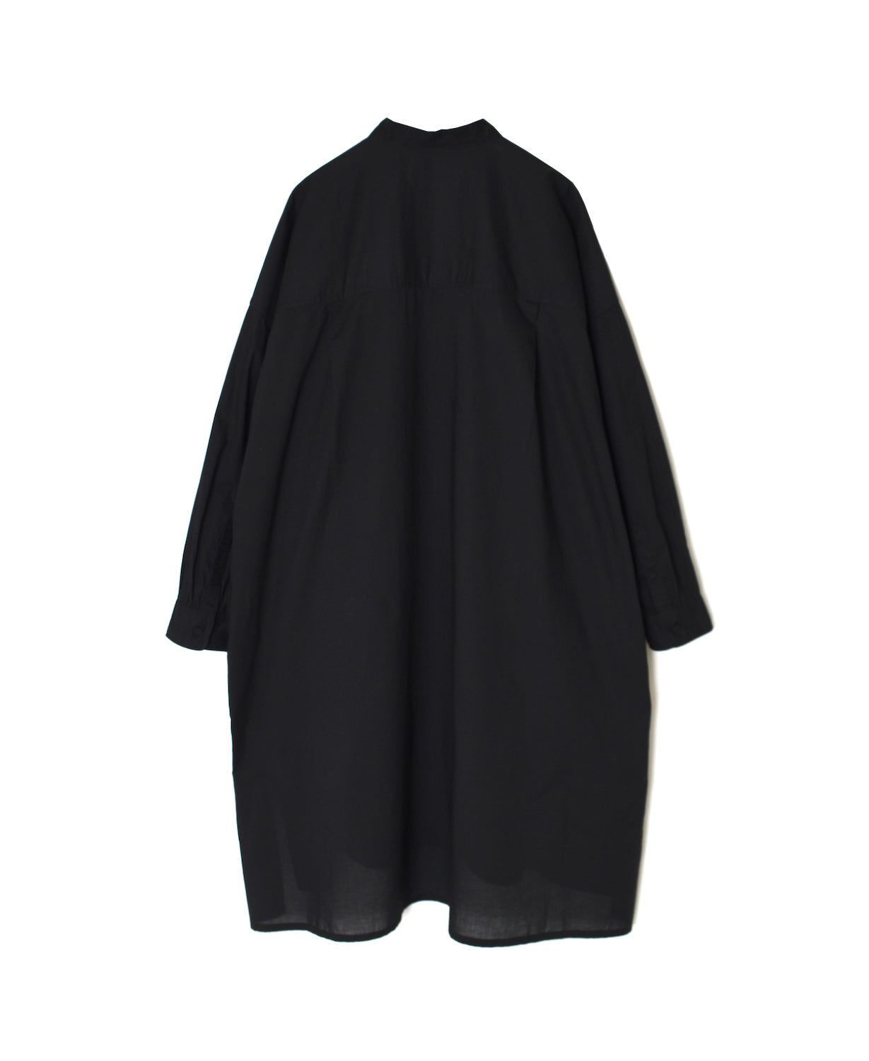 NMDS26524 60s ORGANIC CAMBRIC WITH EMB BANDED COLLAR MAXI SHIRT