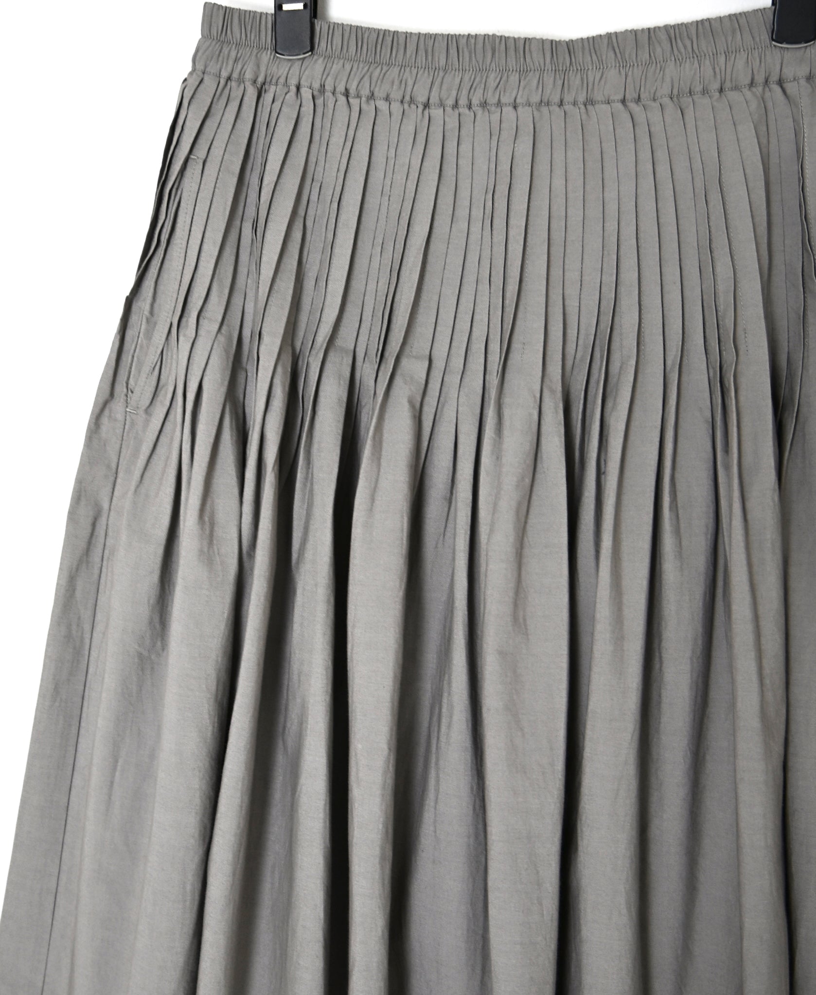 NMDS26535 60s ORGANIC POPLIN PLAIN PINTUCK FLARED SKIRT